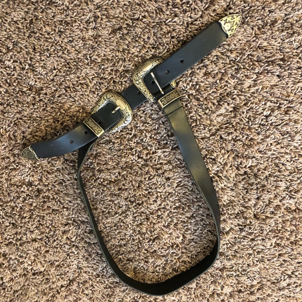 Western leather belt buckle, size: large